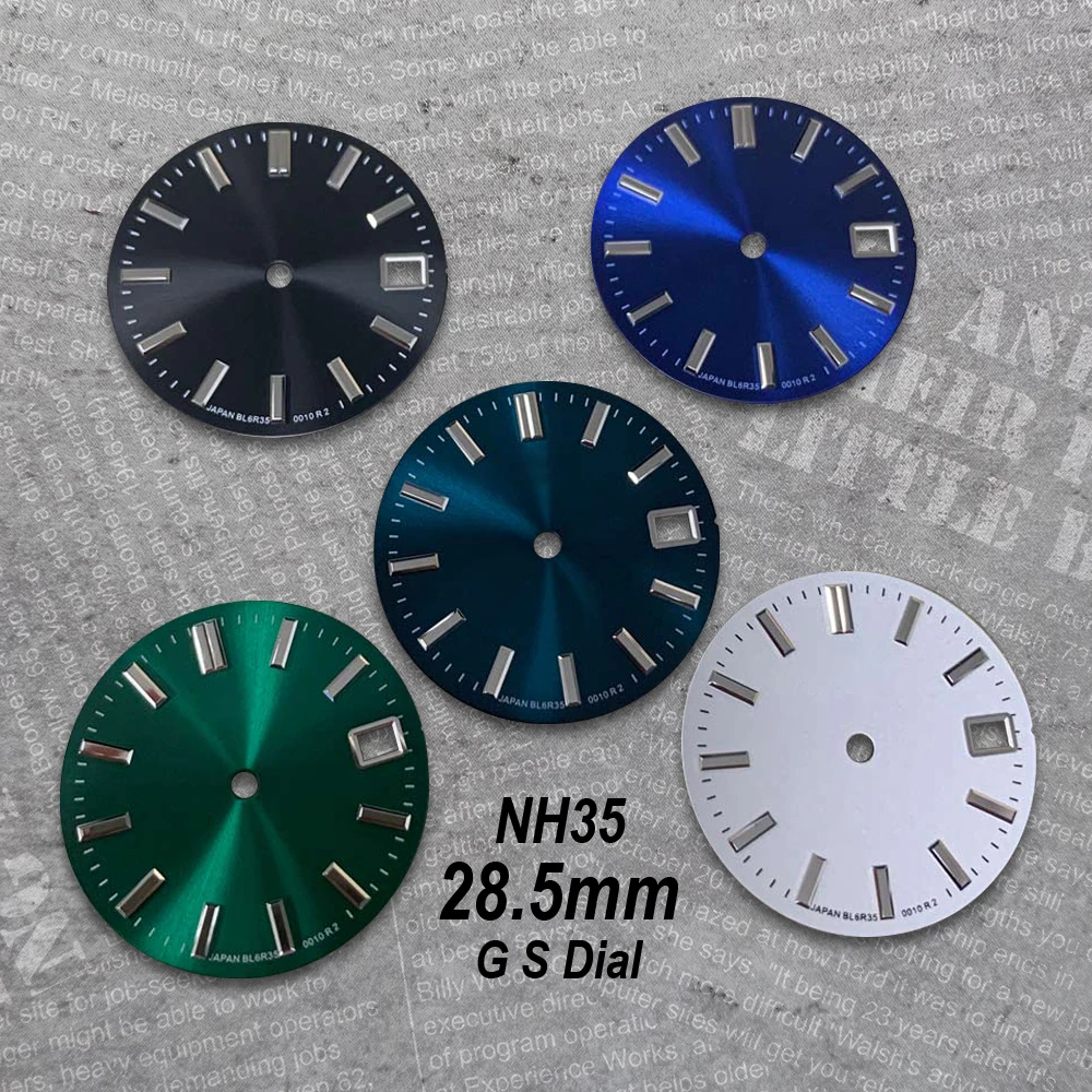 28.5mm Sunburst G S Dial Fit NH35/NH36 Automatic Movement High-Quality Solid Nail Diving Watch Modification Accessories