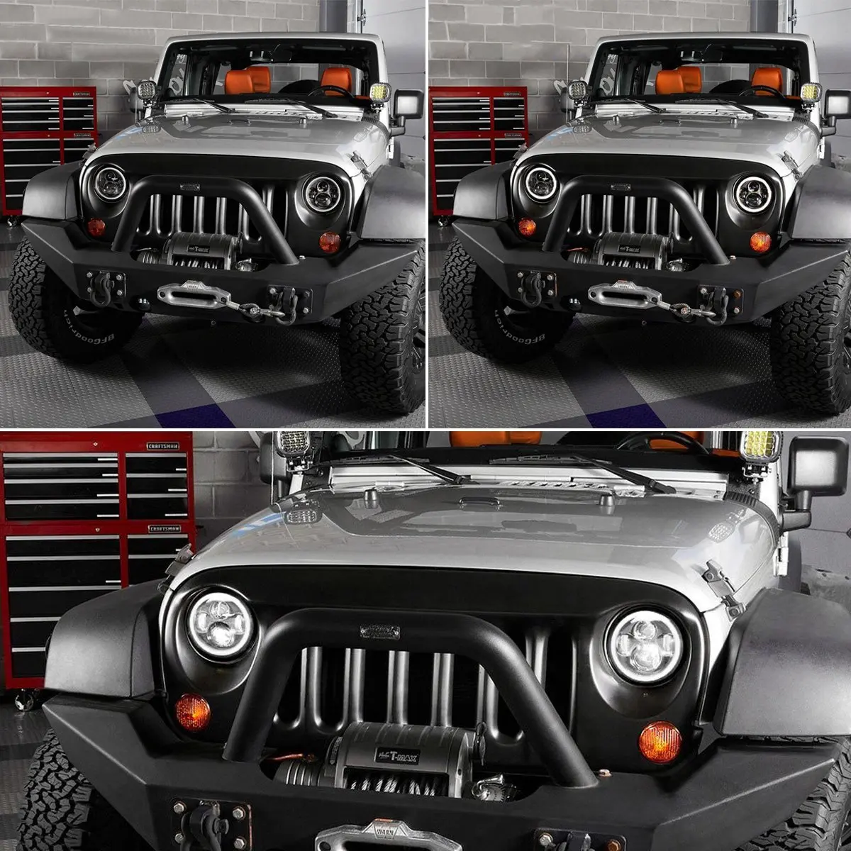 Accesorios para coche, faros Led redondos de 7 pulgadas para Lada 4x4 Urban Niva Jeep Wrangler JK TJ Hummer, conjunto de luces delanteras Led DRL