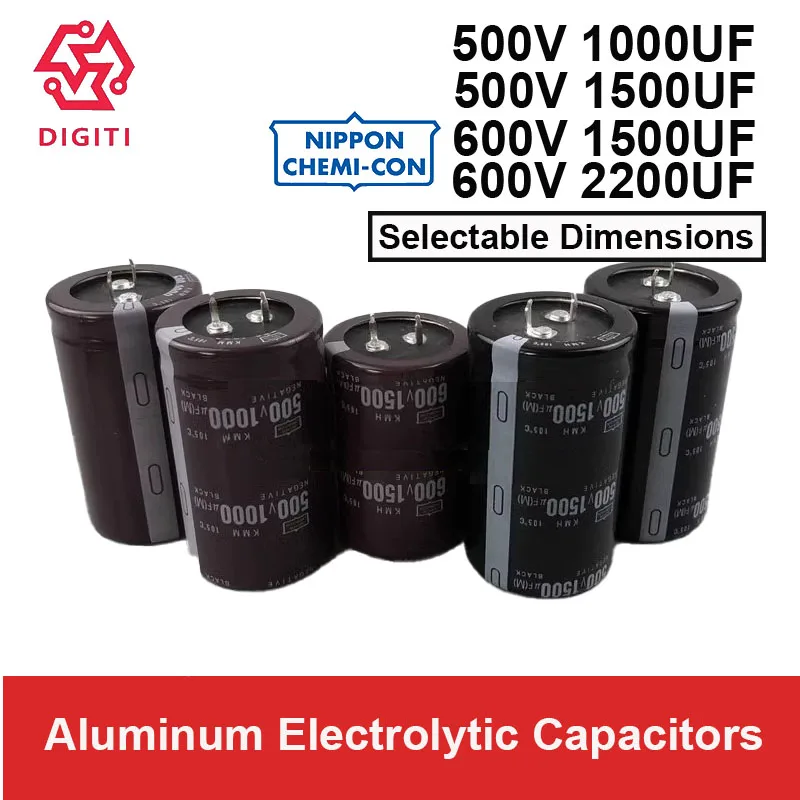 Condensadores electrolíticos de aluminio a presión Chemi-Con 500V1000UF 500V1500UF 600V1500UF 600V220UF 25X35 25X50 30X40 30X50 30X60 35X