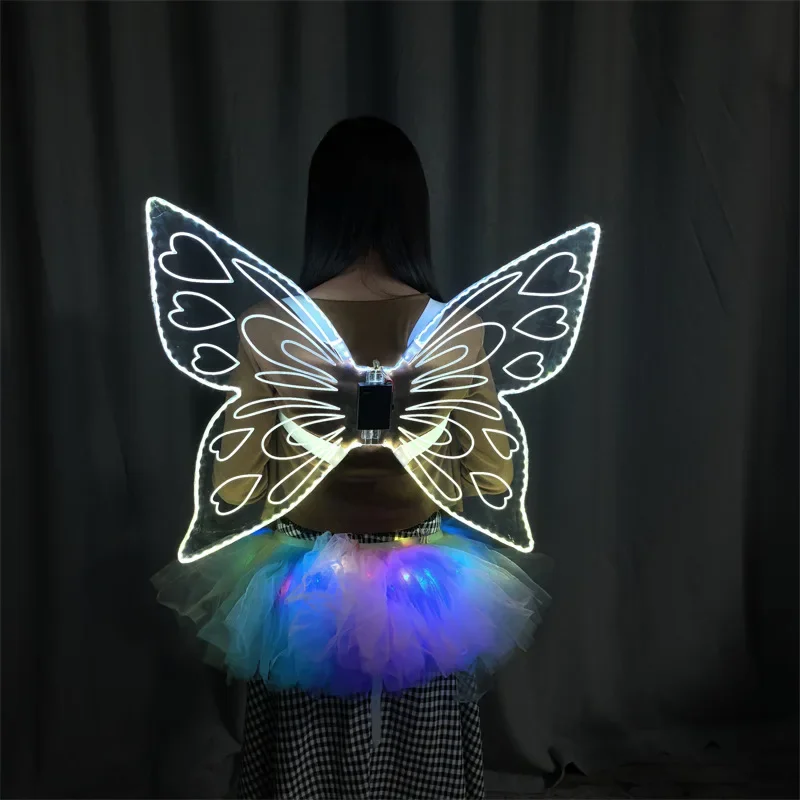 Parade Show LDE Glowing Angel Wings Colorful Butterfly Wings Party Show Fairy Dress Makeup Prop Woman