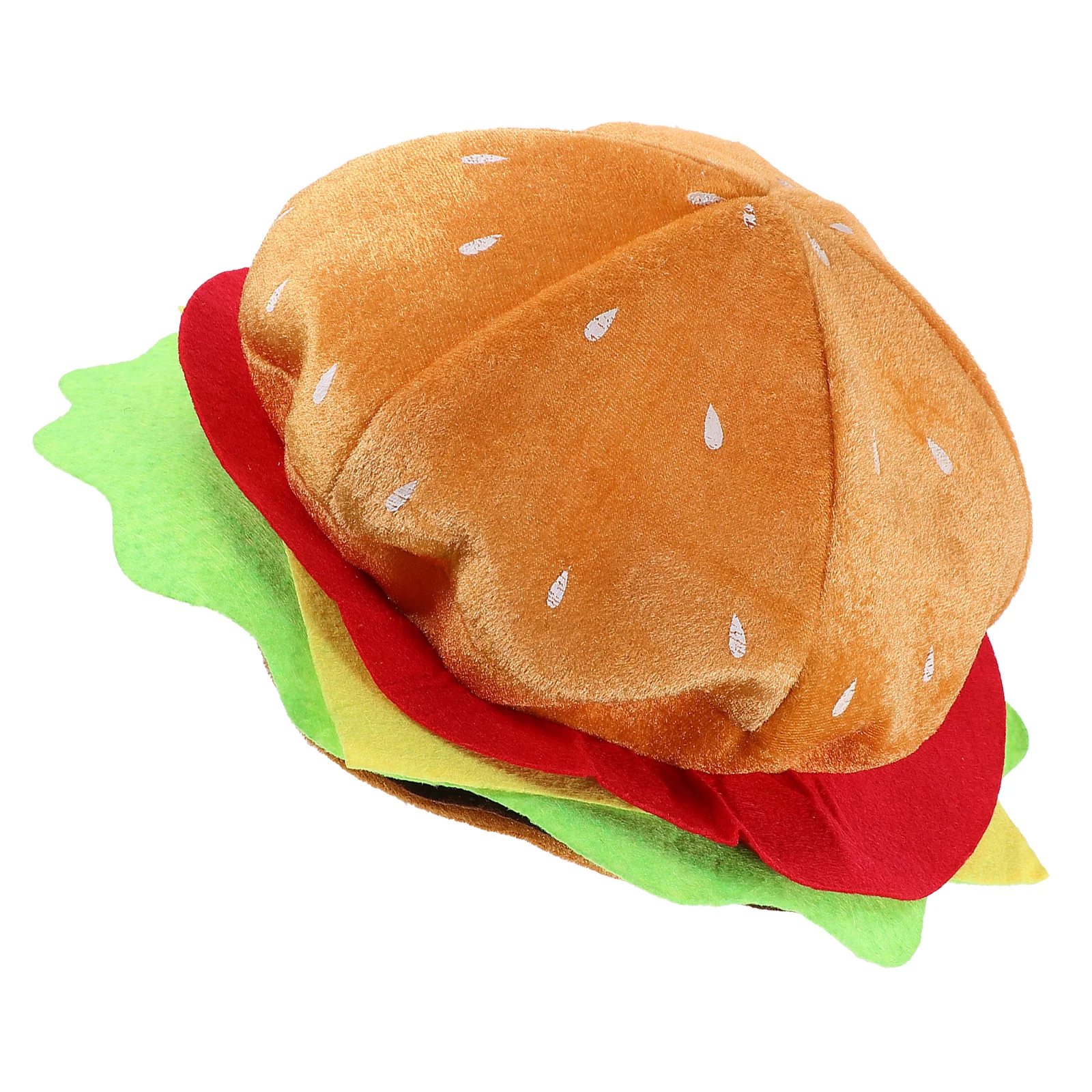 

Funny Hamburger Hat Burgers Headgear for Adult Costume Party Celebration Dance Performance Bright Color Lightweight Comfortable
