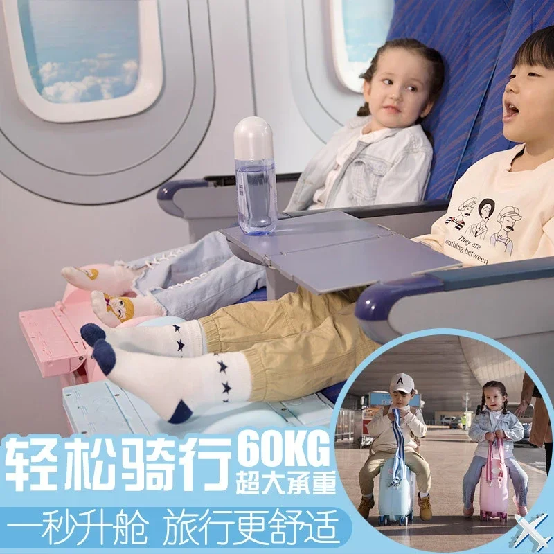 children's suitcase can sit and ride universal wheel girl boy pull rod suitcase baby boarding box.