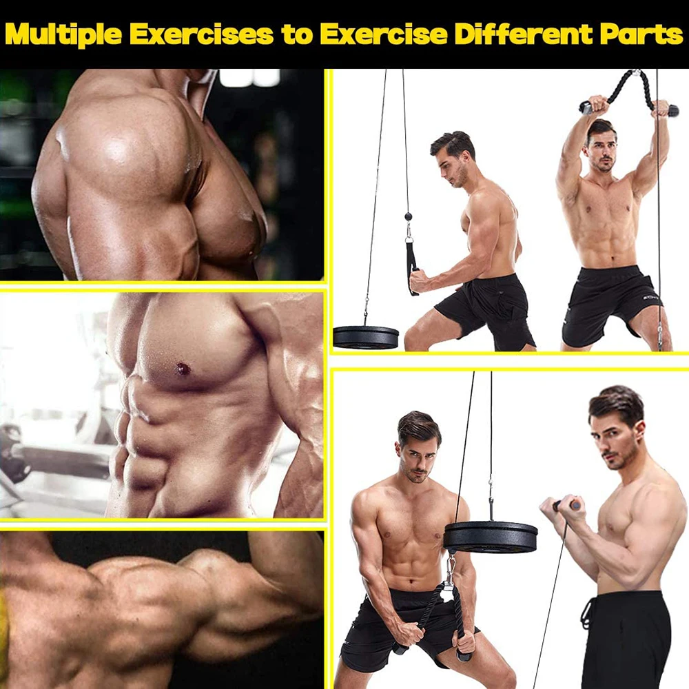 1Set 9/8 Pcs DIY Arm Biceps Triceps Chest Pull Rope Fitness Pulley Cable System Machine Workout Polea Gym Trainning Equipment