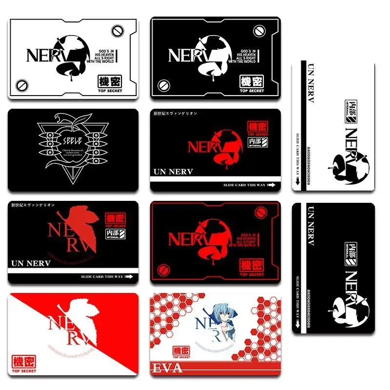 10pcs Evangelion Anime Credit Card Skin Sticker for Credit Card Debit Card Ayanami Rei Akane Waterproof Stickers Big Small Chip