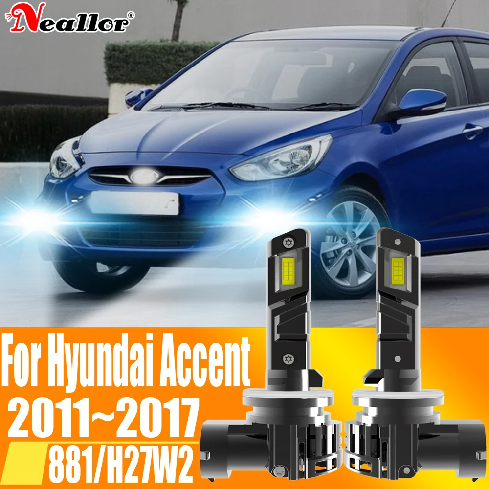 

H27W2 881 Led Headlight Canbus No Error Car Bulb High Power H27 White Fog Light Diode Lamp 12v 55w For Hyundai Accent 2011~2017