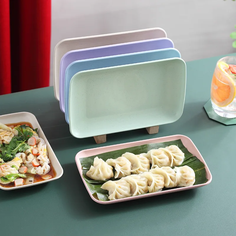 Creativo ambientale paglia di grano stoviglie in plastica forno a microonde piatto riscaldato famiglia Sushi Noodle gnocco piatto da pranzo