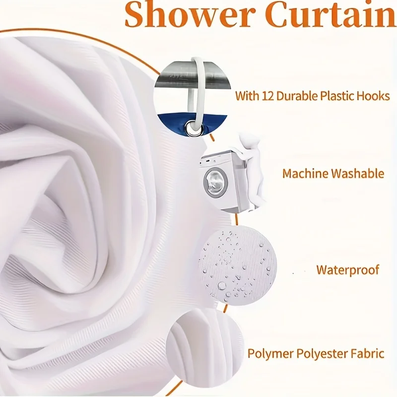 Glitter Lips Shower Curtain Machine Washable All Season Waterproof Privacy Protection Fashion Design Glamorous  Hooks Included
