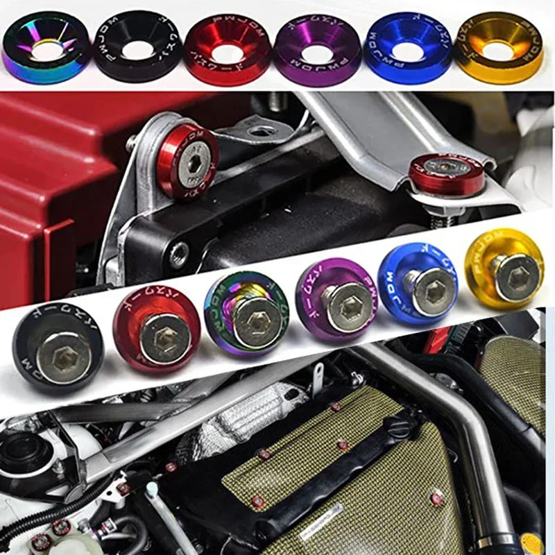 10PCs/set Car Modified License Plate Bolts 2024 Best-selling Hex Fasteners Fender Washer Auto Styling Decorative Accessories