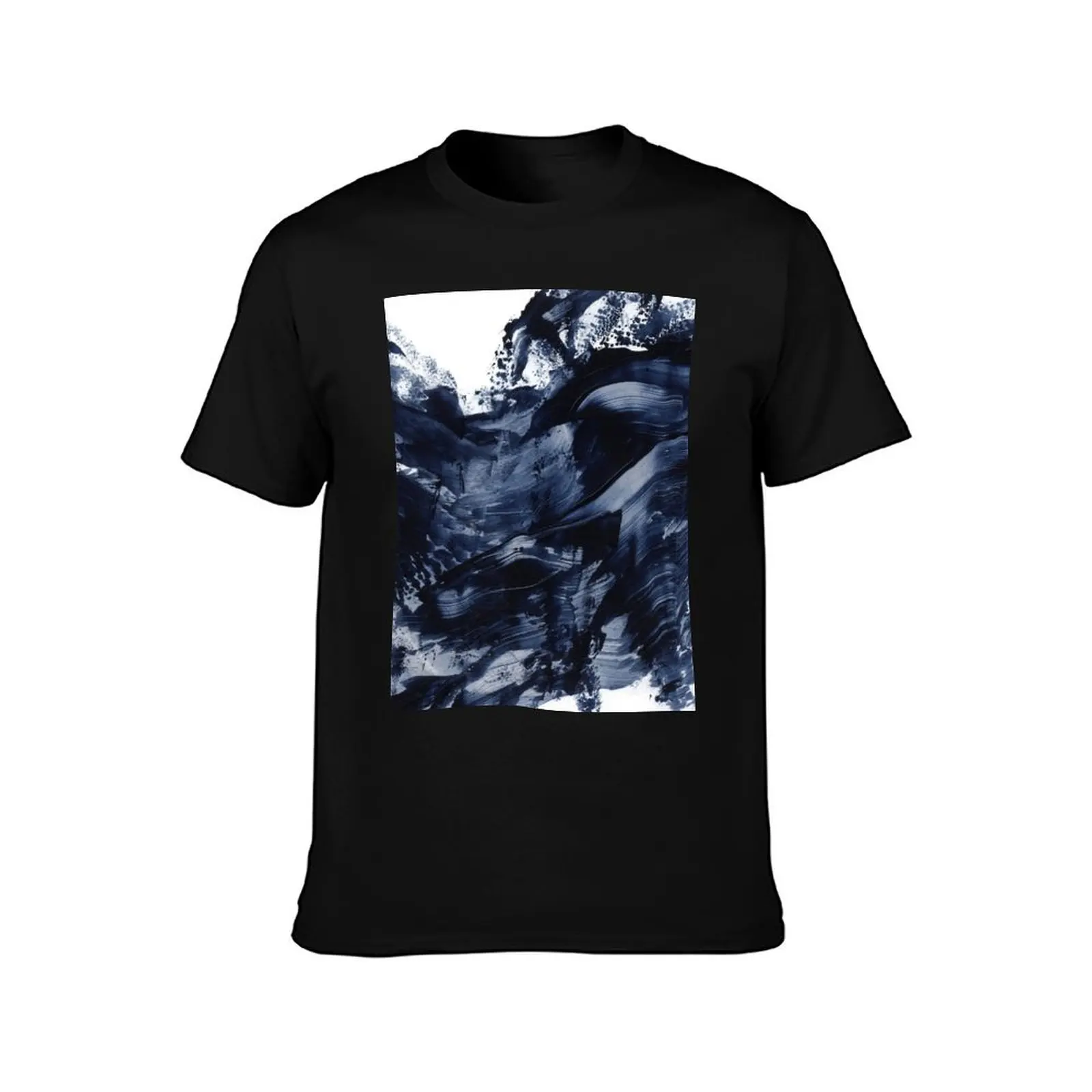 Dark Navy Gray Acrylic Abstract Painting T-Shirt Breathable Workout Short Sleeve Top