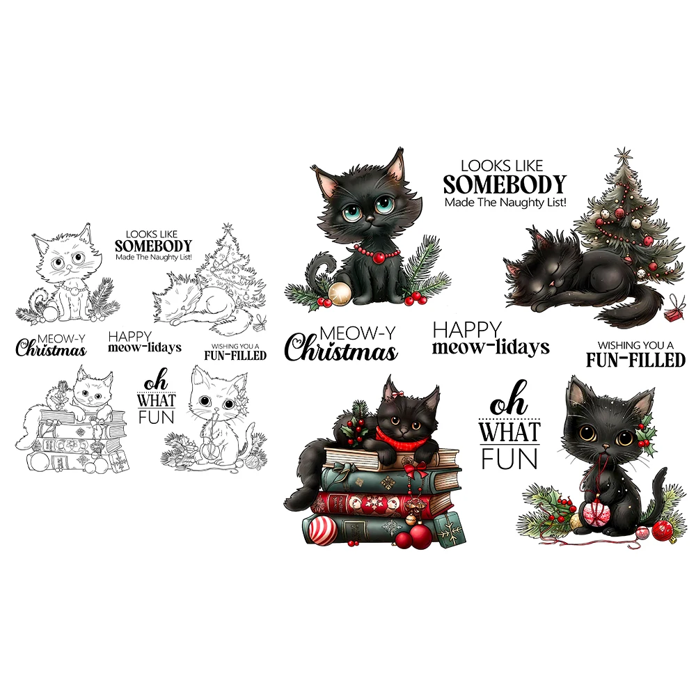 Mangocraft Christmas Series Cute Cats Stamps Cute Animals DIY Scrapbooking Supplies Silicone Stamp For Card Making Albums Decor