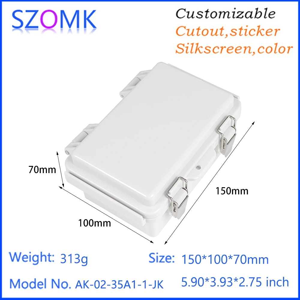 Factory OEM Plastic Junction Waterproof Box Metal Latches Buckle Lock Baseplate Ip67 PC ABS Outdoor Electrical Enclosure
