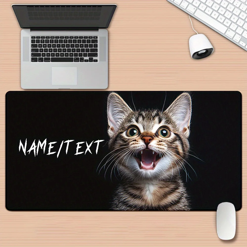 

Милый коврик для мыши с кошкой табби, большой игровой коврик XXL, расширенный настольный коврик с возможностью нанесения текста на заказ для любителей кошек
