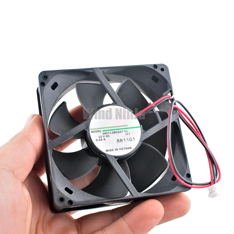 U80T12MS5A7-51 8cm 80mm ventilateur 80x80x25mm DC12V 0.04A Silencieux ventilateur de refroidissement pour tos CPU alimentation