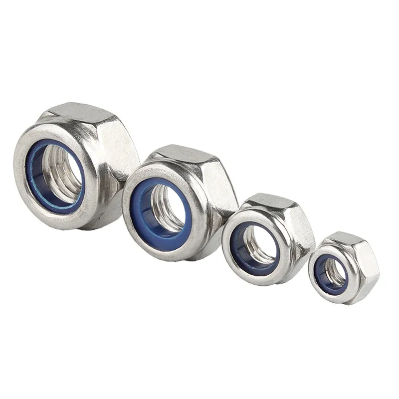 Tuerca de bloqueo de nailon DIN985 de acero inoxidable 304, inserto Hexagonal de autopresión, plateado, M4M5M6M8M10M12 image 4