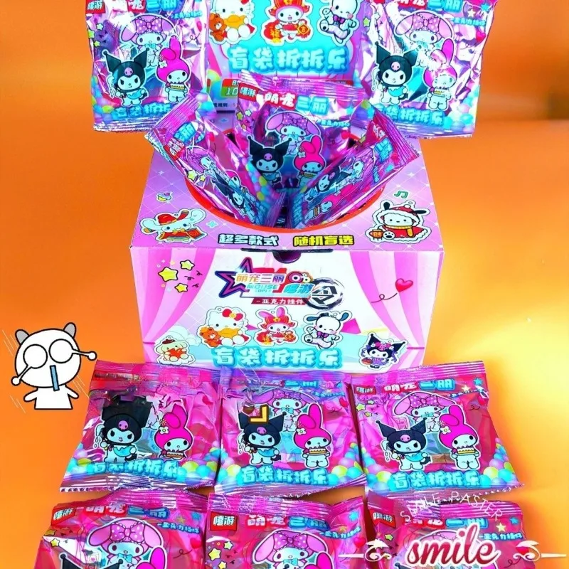 Sanrio Hello Kitty Kuromi My Melody Acrylic Keychain Blind Box Creative High-Quality Anime Cartoon Printed Blind Bag Surprise