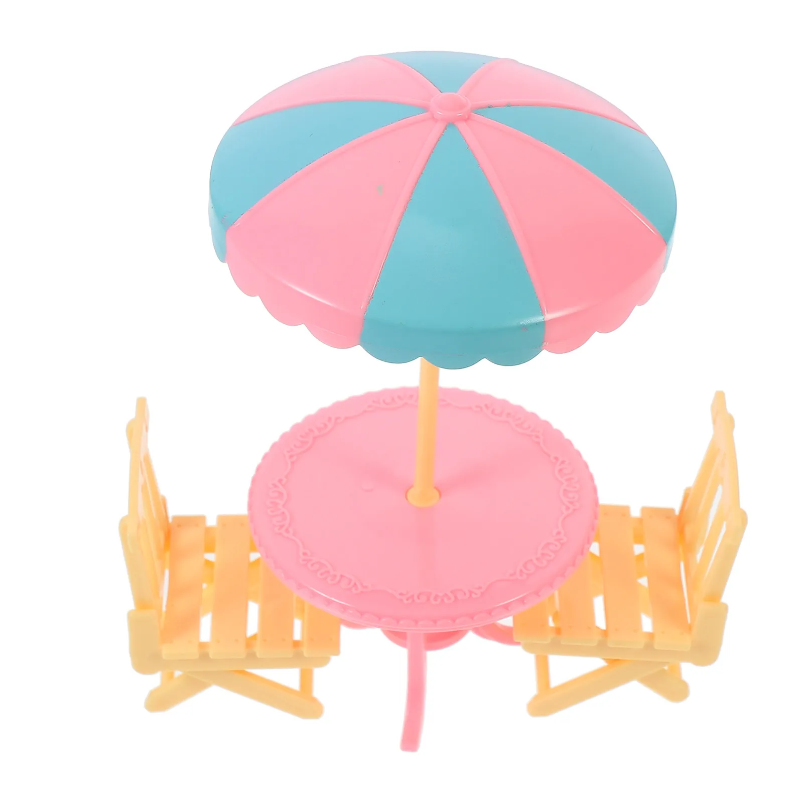 2Sets Mini Beach Chair Sunshade Simulation Beach Facility Small Adornment Compact Home Decoration Dolly House Accessories