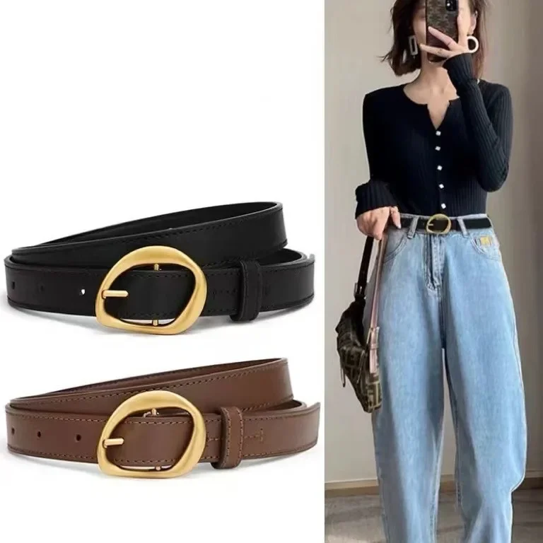 

Новые женские ремни с пряжкой в стиле ретро, украшения из воловьей кожи, нишевая корейская версия, модный и тонкий женский ремень с джинсами