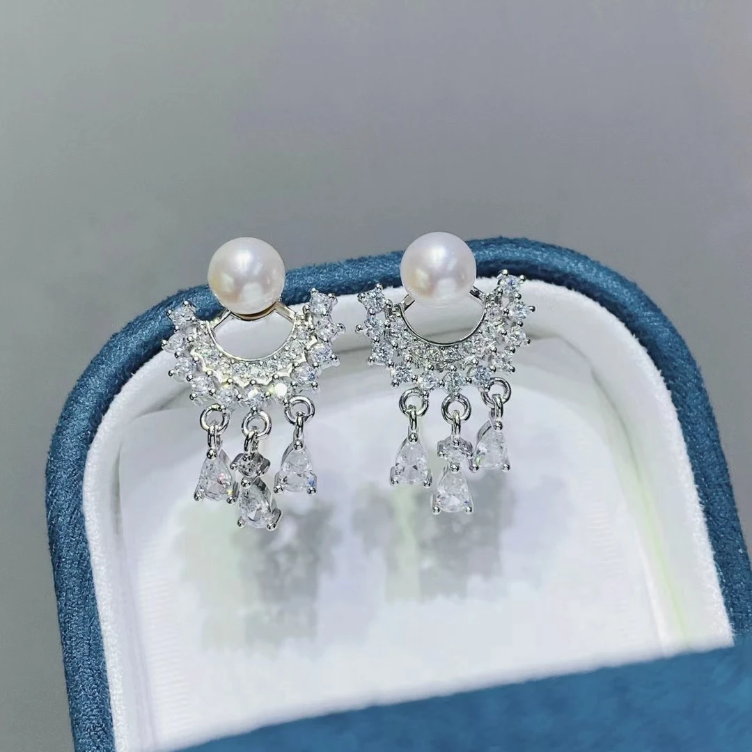 

Wholesale 925 Sterling Silver Earrings Mount Findings Settings Base Mounting Parts Accessory for 6-7mm Pearls