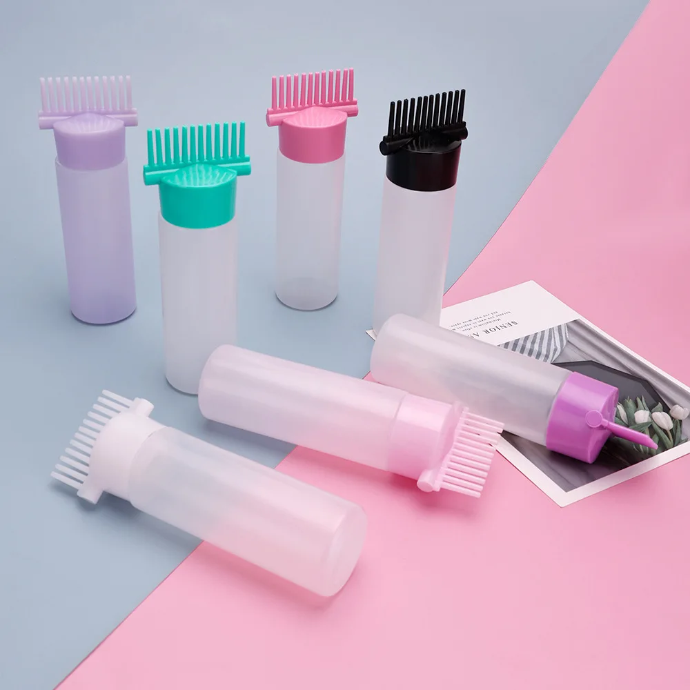 صالون الشعر الحصري زجاجة صبغ الشعر زجاجة قضيب الزيت متعدد الألوان البلاستيك العناية بفروة الرأس تصفيف الشعر صبغ أداة الملحقات