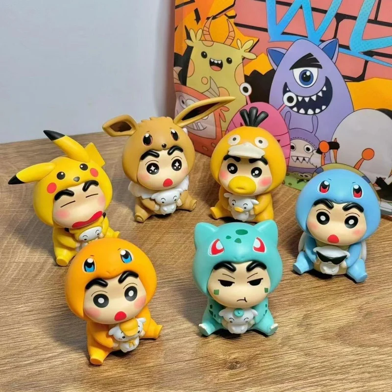 Kawaii Anime Crayon Shin chan cross dressing series blind box trendy toy figurine figurine desktop ornament doll Gifts for Kids
