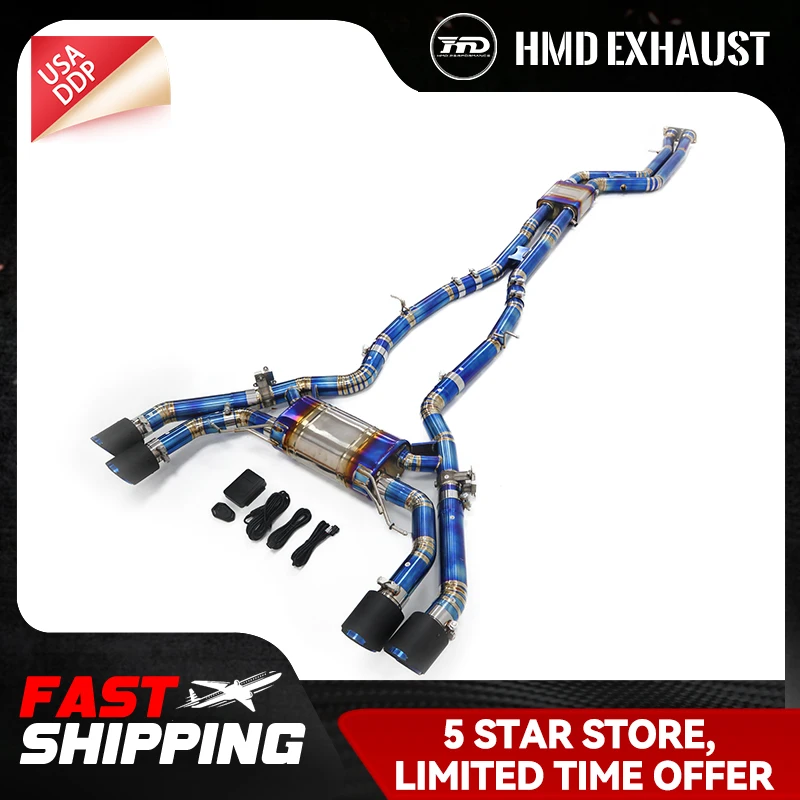 

HMD Catback exhaust for BMW X3M X4M F97 F98 Physical temperature blue Ti with OEM Valve Tips Lossless installation for car