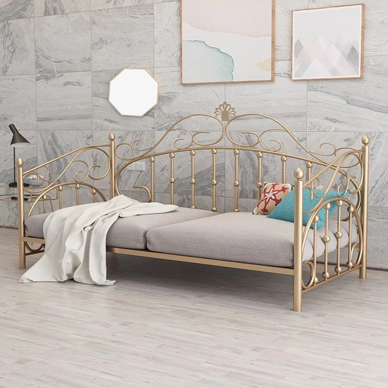 Sofa bed splicing multi-functional dual-purpose children's bed European style wrought iron princess bed bedroom simple wrought i