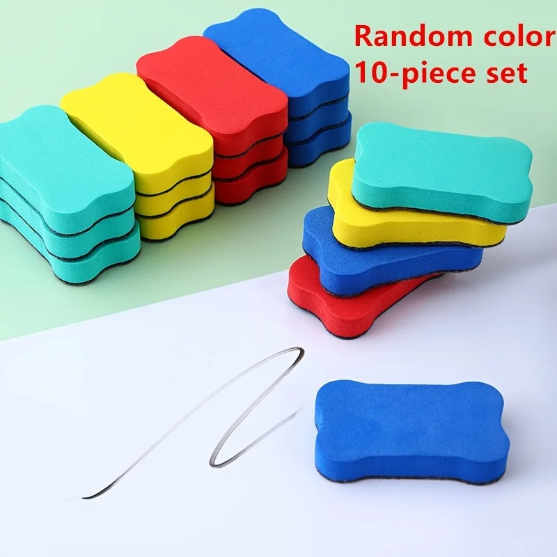 10pcs Random color dust-free erasers, colored blackboard erasers, small bone erasers. Office supplies for teachers and students