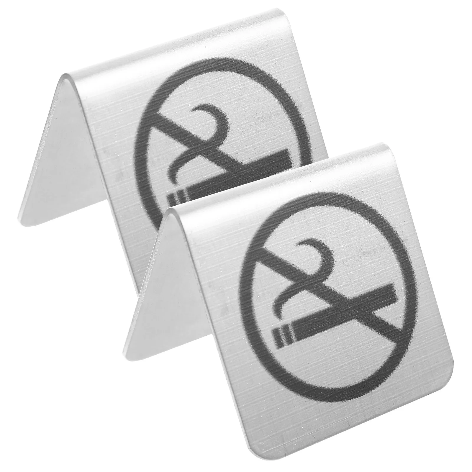 

2Pcs No-Smoking Sign Stainless Steel Double-Sided Table Cards Indoor Use Sturdy Non-Smoking Table Sign Board for Restaurant