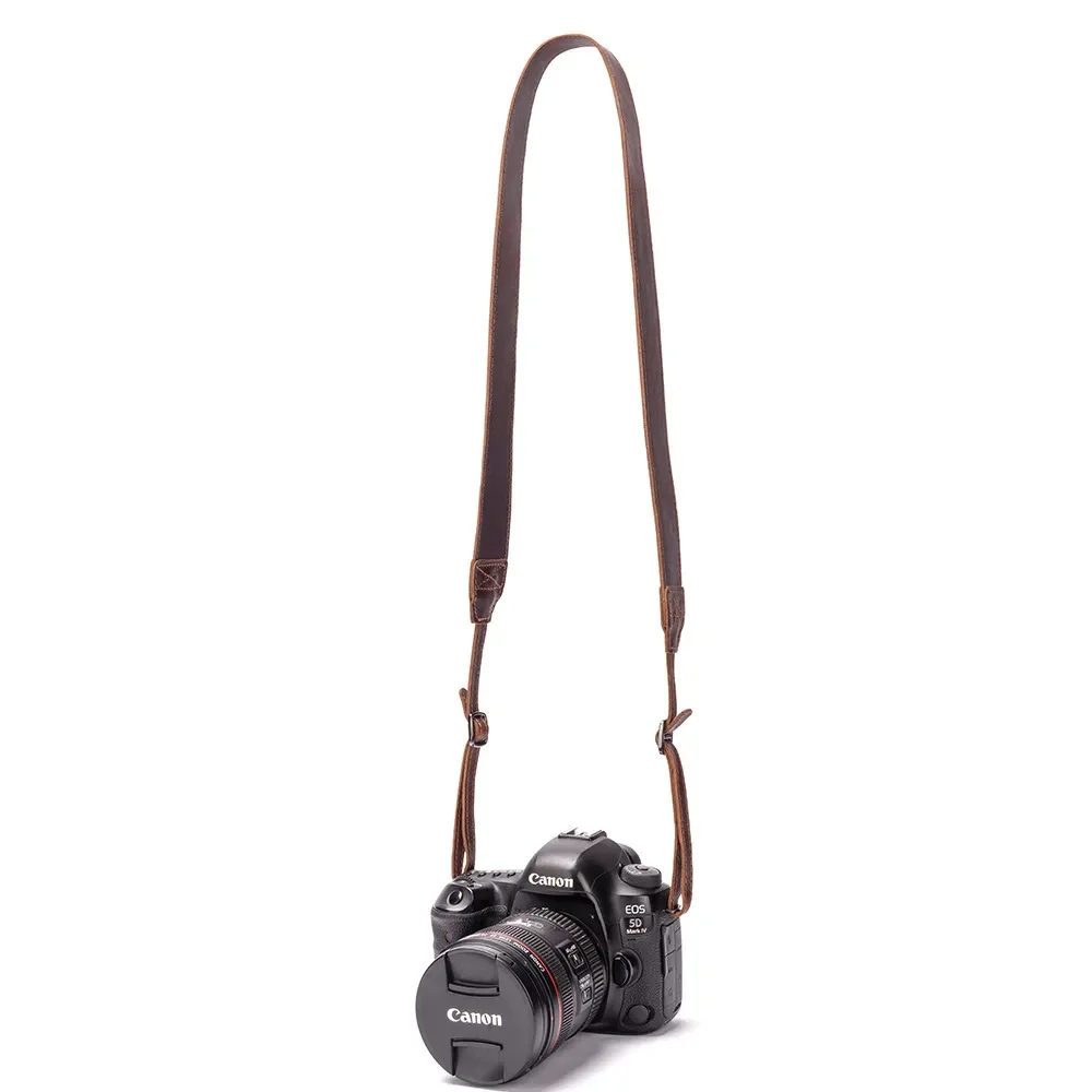 

Coffee Genuine Leather Shoulder Strap Rope Adjustable Length 85-131CM Vintage Neck Slim Belt Camera Bags