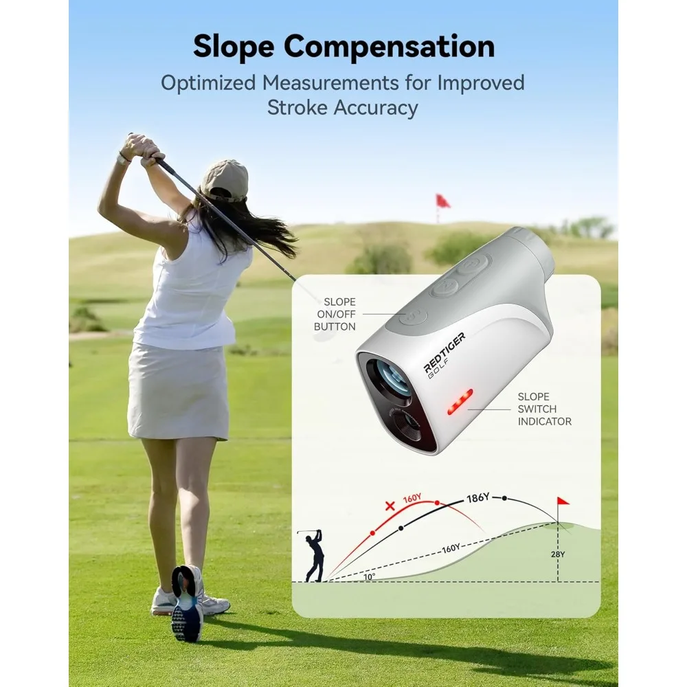Mini Golf Rangefinder, 1200 yards, IP65 Golf Rangefinder, slope switch, 7x magnification, magnetic and rechargeable