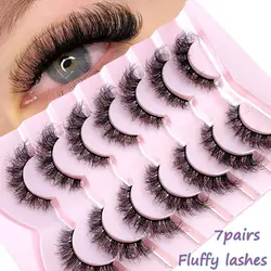 7Pairs Fluffy False Lashes Natural Thick Long Lasting Dramatic 3D Faux Mink Eyelashes Volume Wholesale Full Strip Lashes Makeup