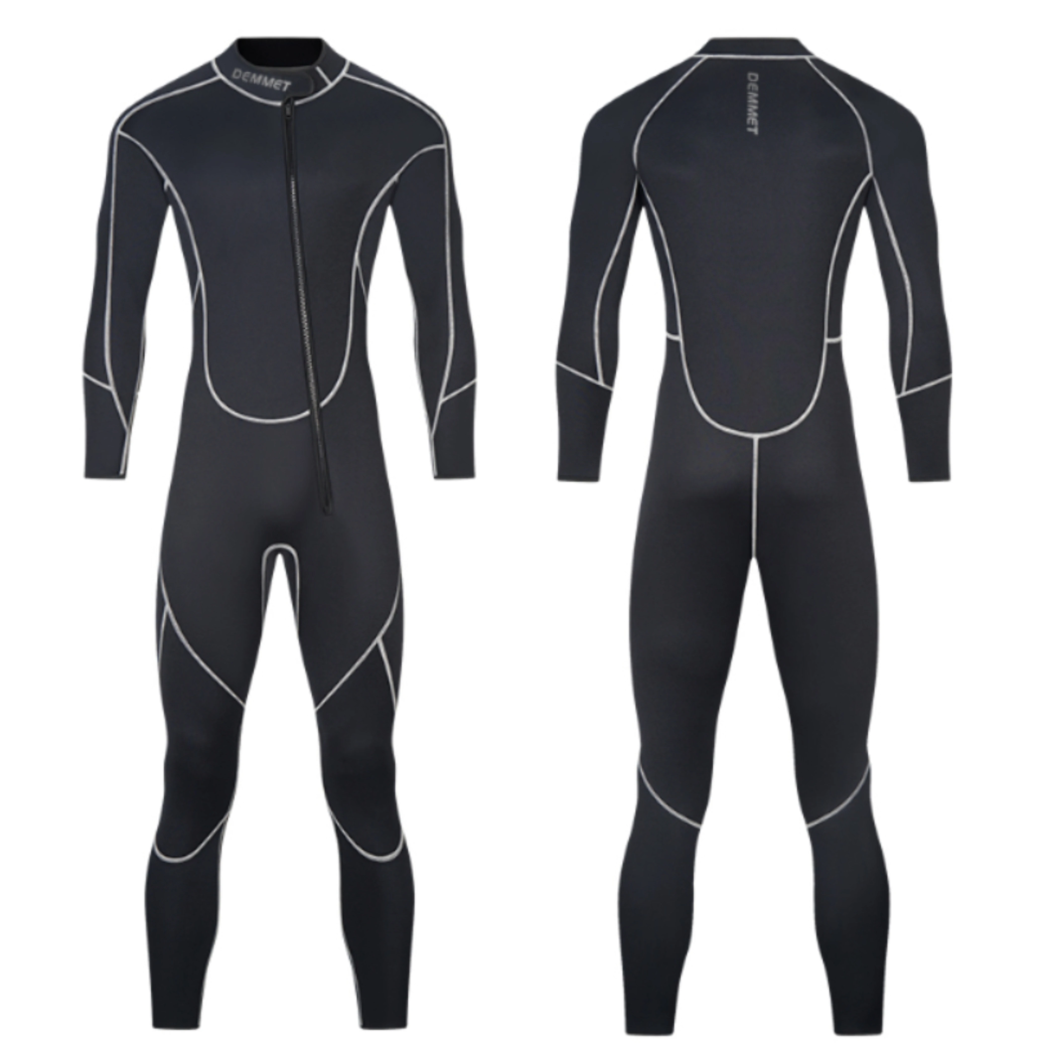 DEMMET Men's Wetsuit 3mm Neoprene Wet Suits in Cold Water Full Body for Diving Snorkeling Surfing Swimming Canoeing Front Zipper