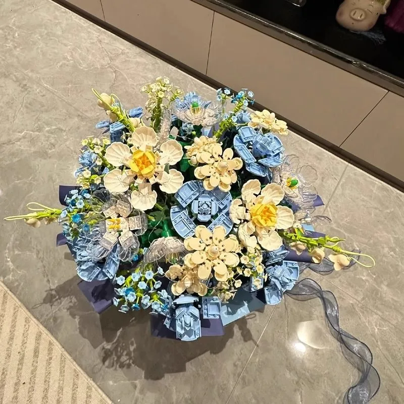 

Flower Bouquet Building Blocks Set, 2Pcs Eternal Rose & Sunflower DIY Mini Bricks for Adults, Valentine Anniversary Home Decor