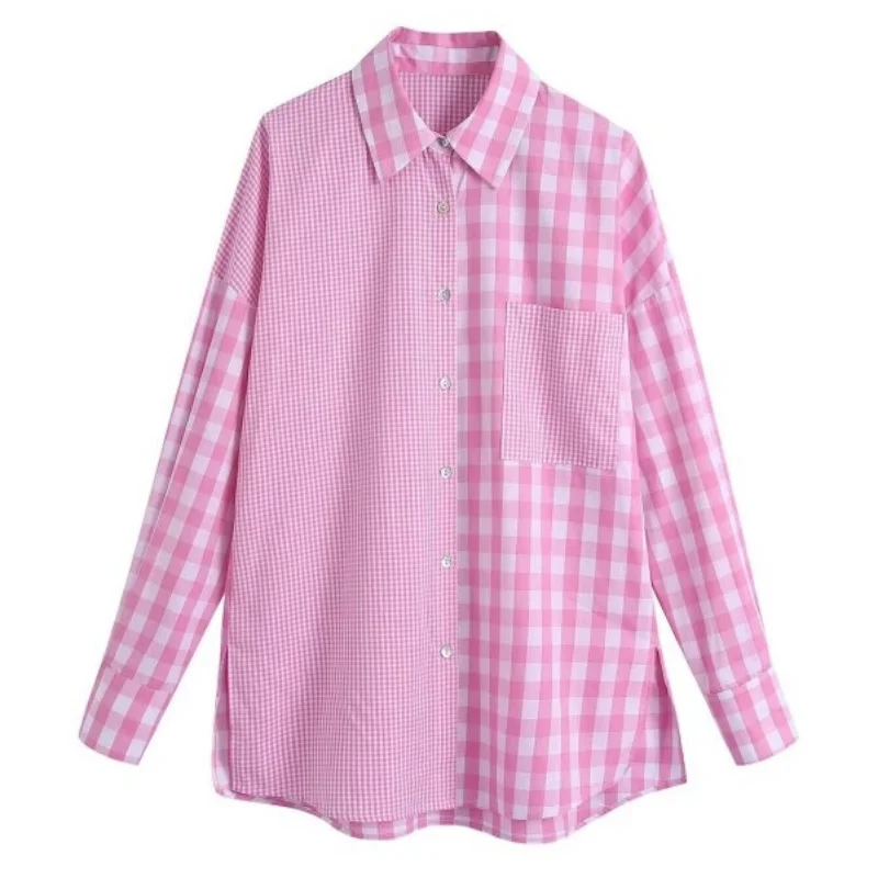 

Women's Spring Autumn Casual Patchwork Shirt Long Sleeve Playful Blouse Daily School Season Tops