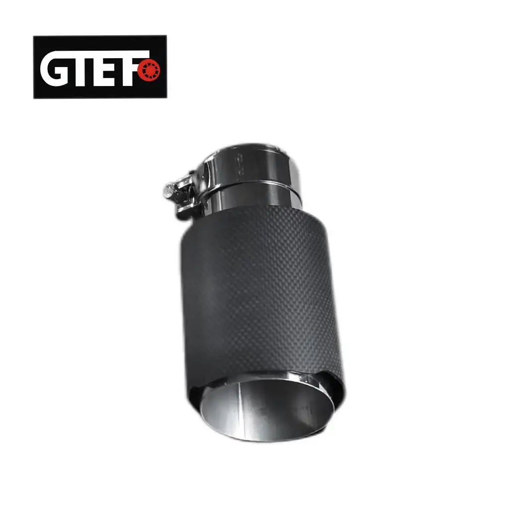 GTEFO 1 Piece Silver Straight Edge Matte Carbon Fiber Stainless Steel Car Performance Parts Exhaust Tips Muffler Modify AK Logo