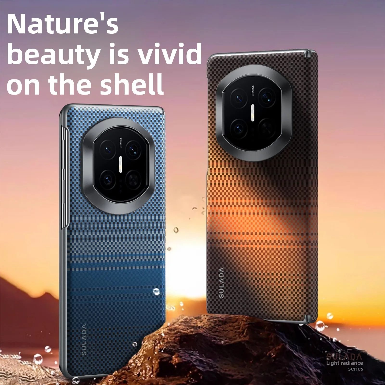 Funda de lujo para Huawei Mate X7, textura tejida de Kevlar, cubierta magnética integrada para Huawei Mate x7, Funda a prueba de golpes