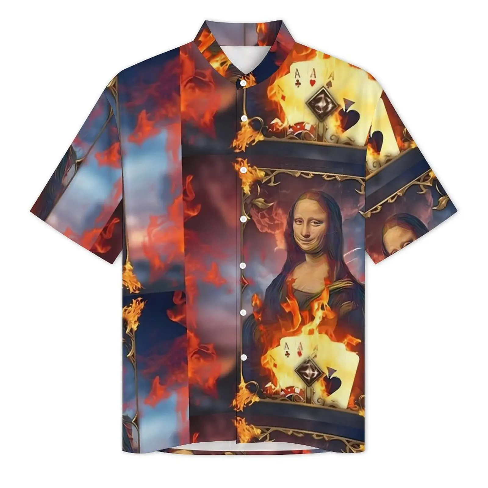 Hawaiian Shirt Beach Queen Mona Lisa Blouses Famous Painting Novelty Casual Shirts Male Short Sleeve Stylish Plus Size Clothing