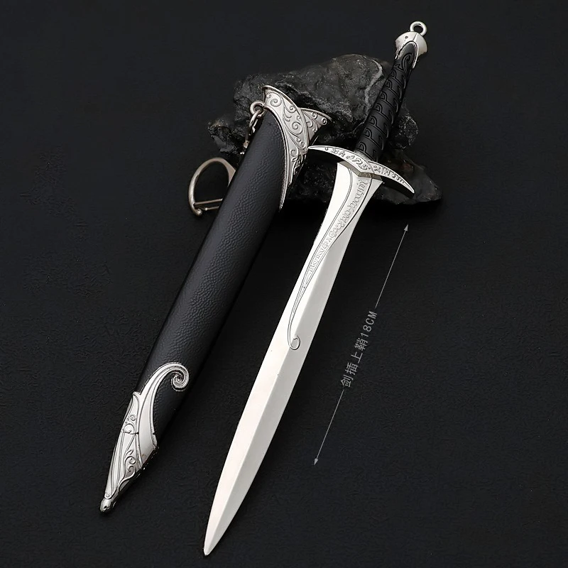Le Seigneur des Anneaux Réplique de la Dague Dard - 18cm (7,08 pouces) Alliage de Zinc - Lame Non Aiguisée avec Fourreau - Idéal pour les Fans de LOTR, Accessoire pour Figurines