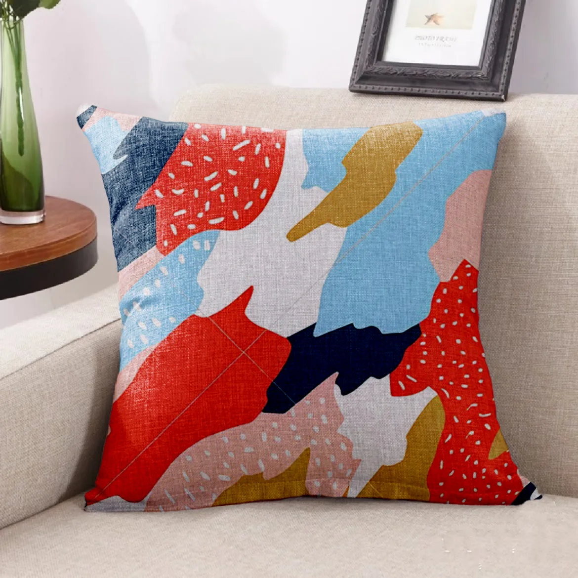 

VIKAMA Scandinavian Linen Pillowcase Sofa Bedding Pillowcases Easy Care Machine Washable Abrasion Resistant Home Decoration