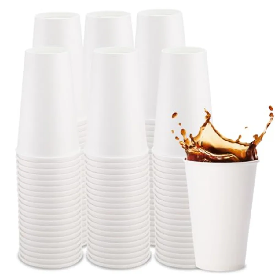 

Coffee Cups [300 Pack] Disposable Paper Cups for Hot or Iced Coffee Cup, Slushie Cup, Milkshakes, Smoothies, and Tea