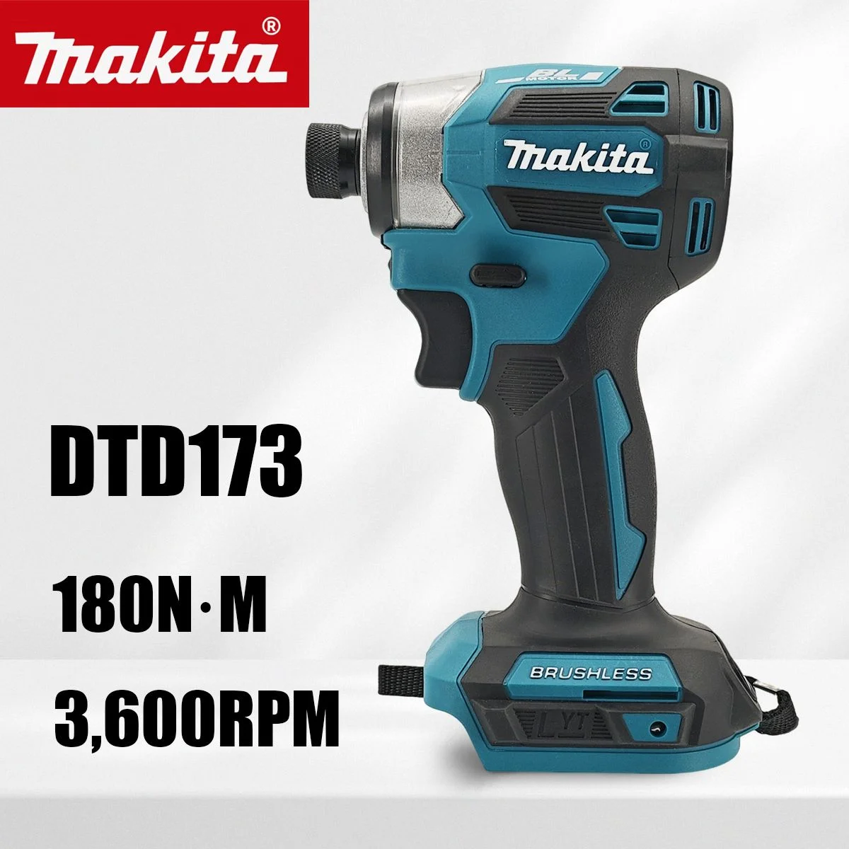 Makita DTD173 18V LXT accu-slagmoersleutel borstelloze elektrische boormachine schroevendraaier hout/bout T1/T2-modus dubbele LED-verlichting 180 N·m+Makita DTD173 18V accu-slagmoersleutel LXT BL