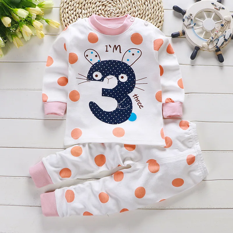 

New Cartoon Printed Pajamas Two Piece Set Kids Fashion Cotton Costume Spring Autumn Sleepwear Baby Girls Long Sleeve Sleepwear