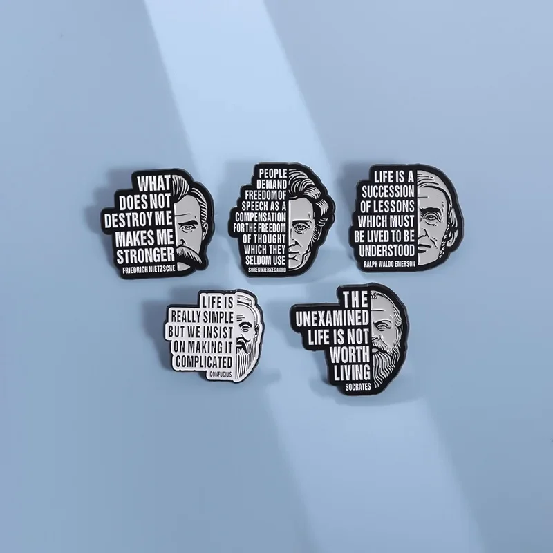 Philosopher Of Basic Theory Enamel Pins All I Have Are Negative Thoughts Brooches Lapel Metal Badges Inspirational Jewelry Gifts image 5