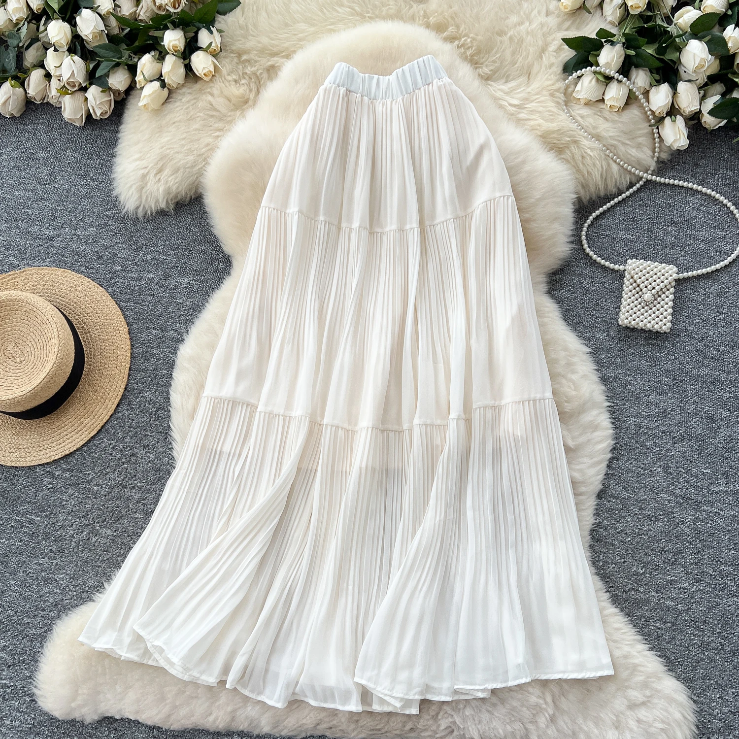 Donne Chic Nozioni di base eleganti A-line a vita alta Moda Vintage Wrap fairycore Gonna da spiaggia Abbigliamento primavera estate