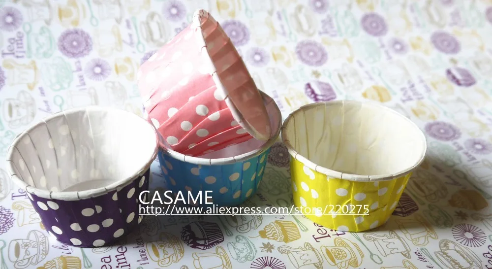 100pcs Mini Small Color Polka Dot Paper Cake Cup Cupcake Bake Cupcake Muffin Cases Muffin Holder  Wedding Decoration - Image 2