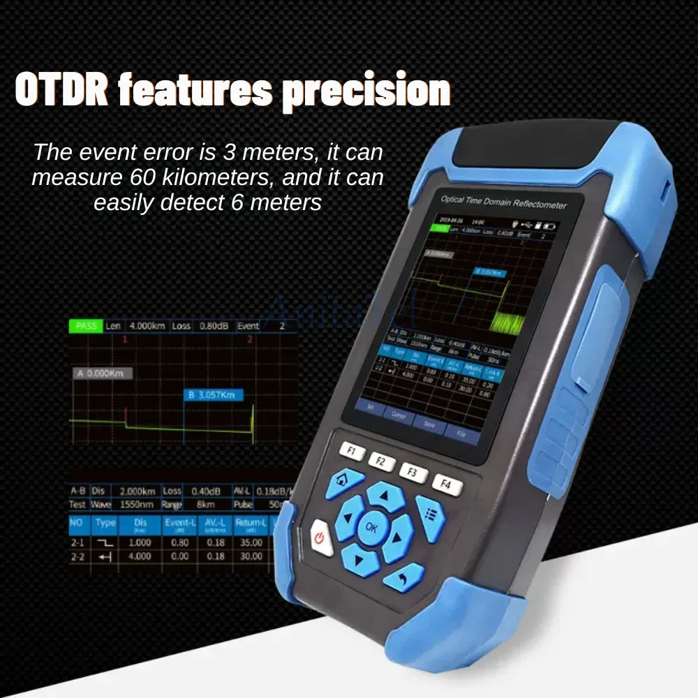 Imagem -03 - Otdr Fibra Óptica Reflectometer Vfl Ols Opm Event Map Inglês Espanhol Russo 60km Tester 1310 1550nm Jw3302sj