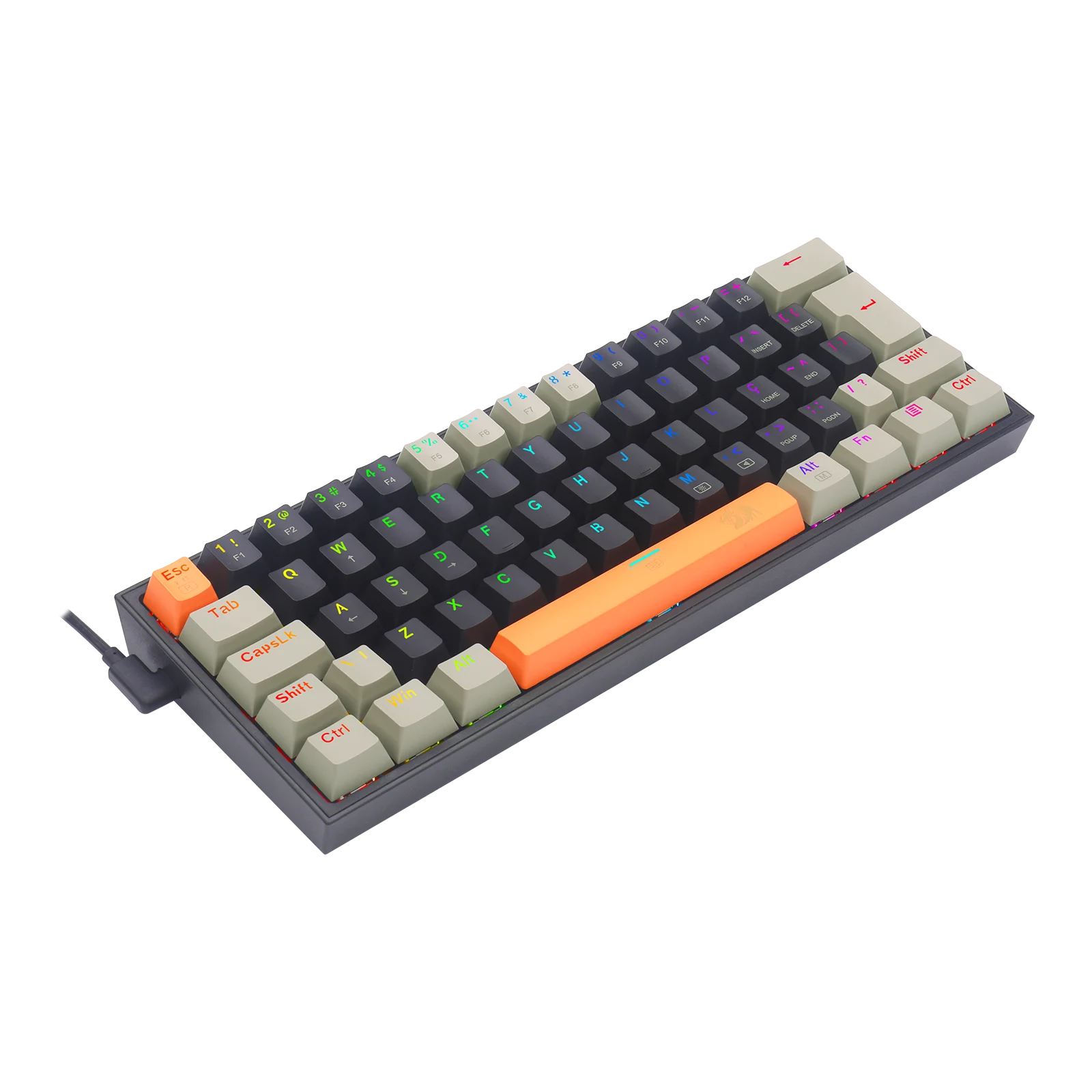 KEYBOARD MECHANICAL GAMER FIZZ RGB ORANGE BLACK AND GRAY SWITCH BROWN