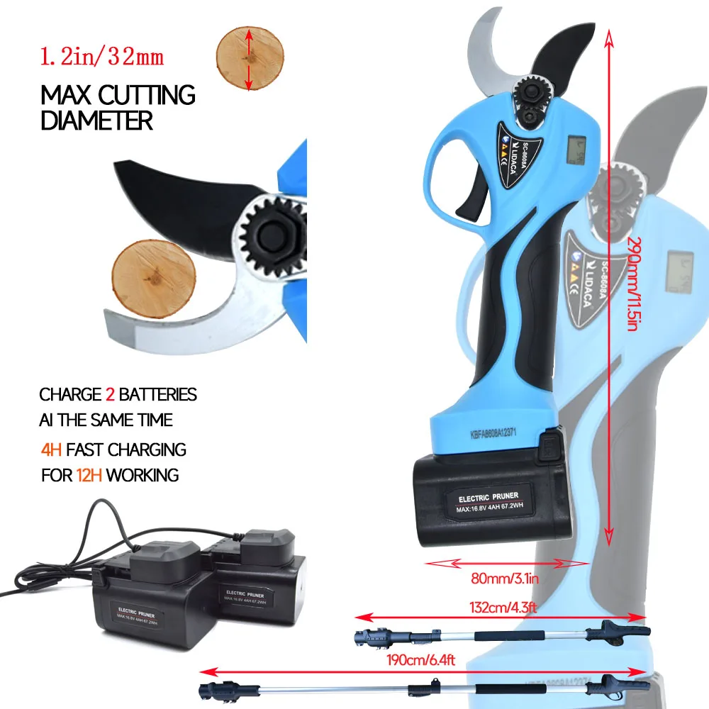 16.8V Cordless Pruner Lithium-ion Pruning Shear Efficient scissors Bonsai Electric Tree Branches garden tools electric SC-8608