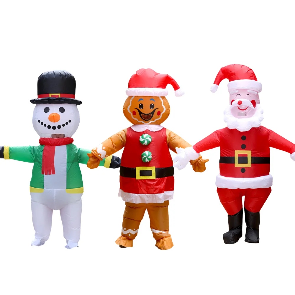 Disfraz Inflable Navideño - Divertido Conjunto Inflable de Papá Noel, Muñeco de Nieve y Hombre de Jengibre, Disfraz Inflable para Fiesta de Navidad para Adultos