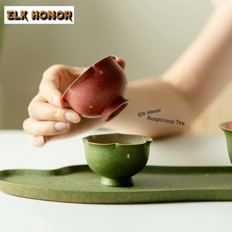 

40ml Hawthorn Red Green Orange Flower Mouth Teacup Creative Tea Bowl Mug Tea-tasting Fragrance Cup Chazhan Master Cups Puer Cha